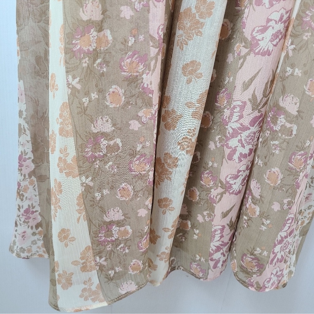 ❤️Sold❤️ Vici Collection Pink Tan Print Spaghetti Strap Flowy Maxi Dress - Picture 7 of 11